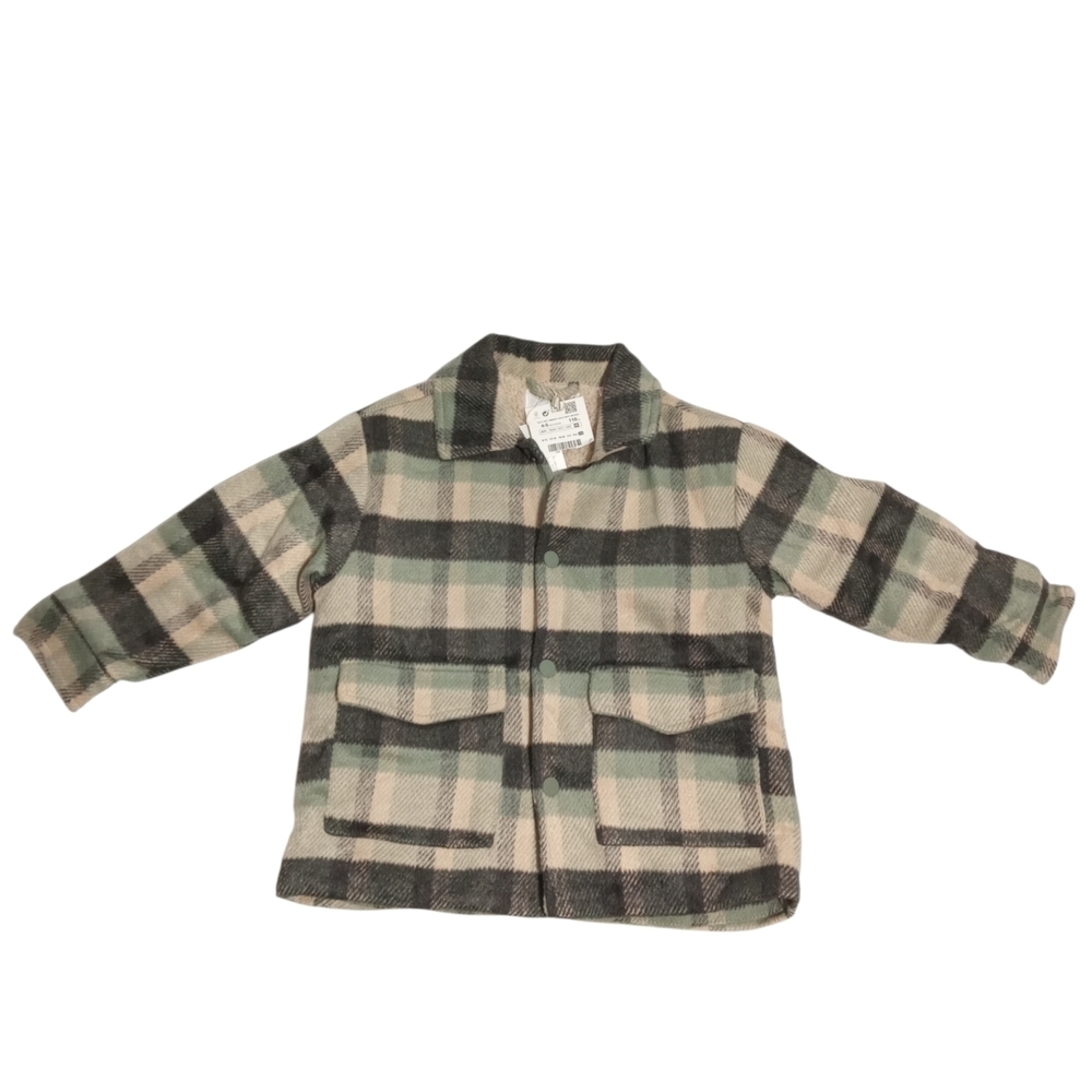 Zara Kids Plaid Fleece Lined Snap Closure Jacket Size 4-5 - Picture 3 of 7